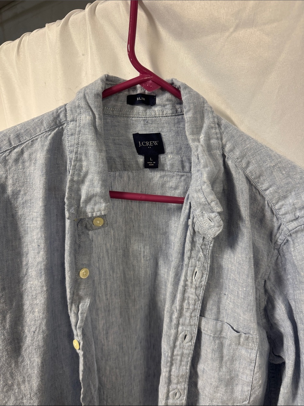 J. Crew Pale Blue Linen Button-Down Shirt - Picture 2 of 5